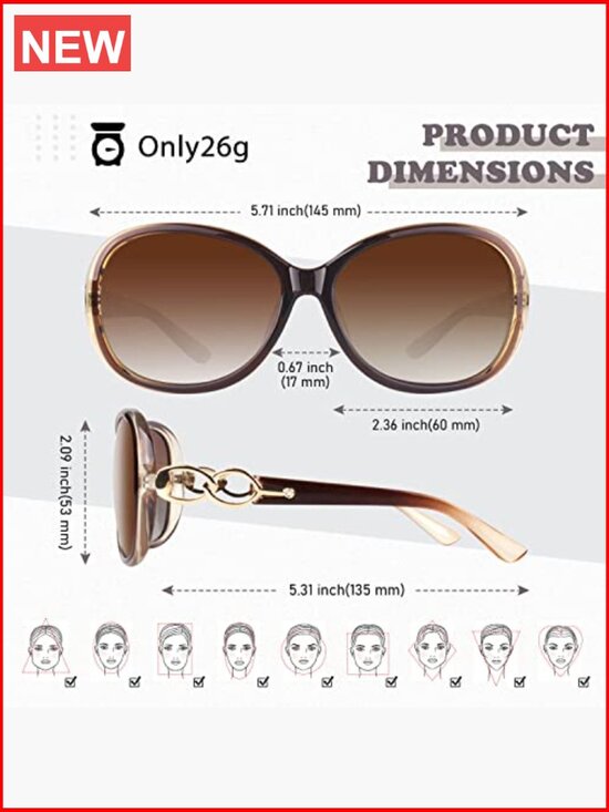 Oversized Polarized Sunglasses UV400 Protection Resin Frame Ladies Shades main image 6